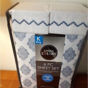 Living Color King Size Sheet Set New
